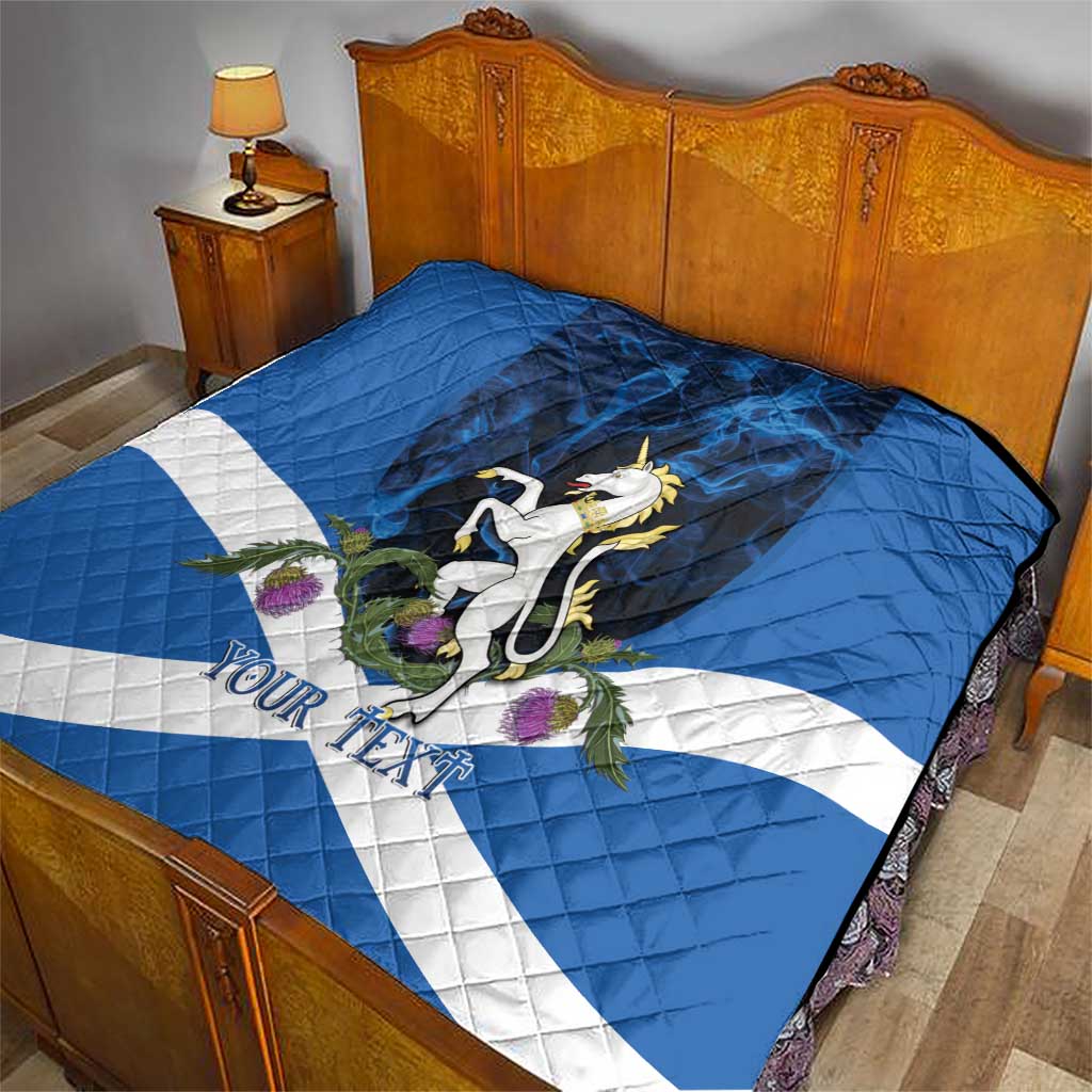 Personalised Unicorn Scotland Quilt Scottish Saltire With Thistle