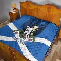 Personalised Unicorn Scotland Quilt Scottish Saltire With Thistle