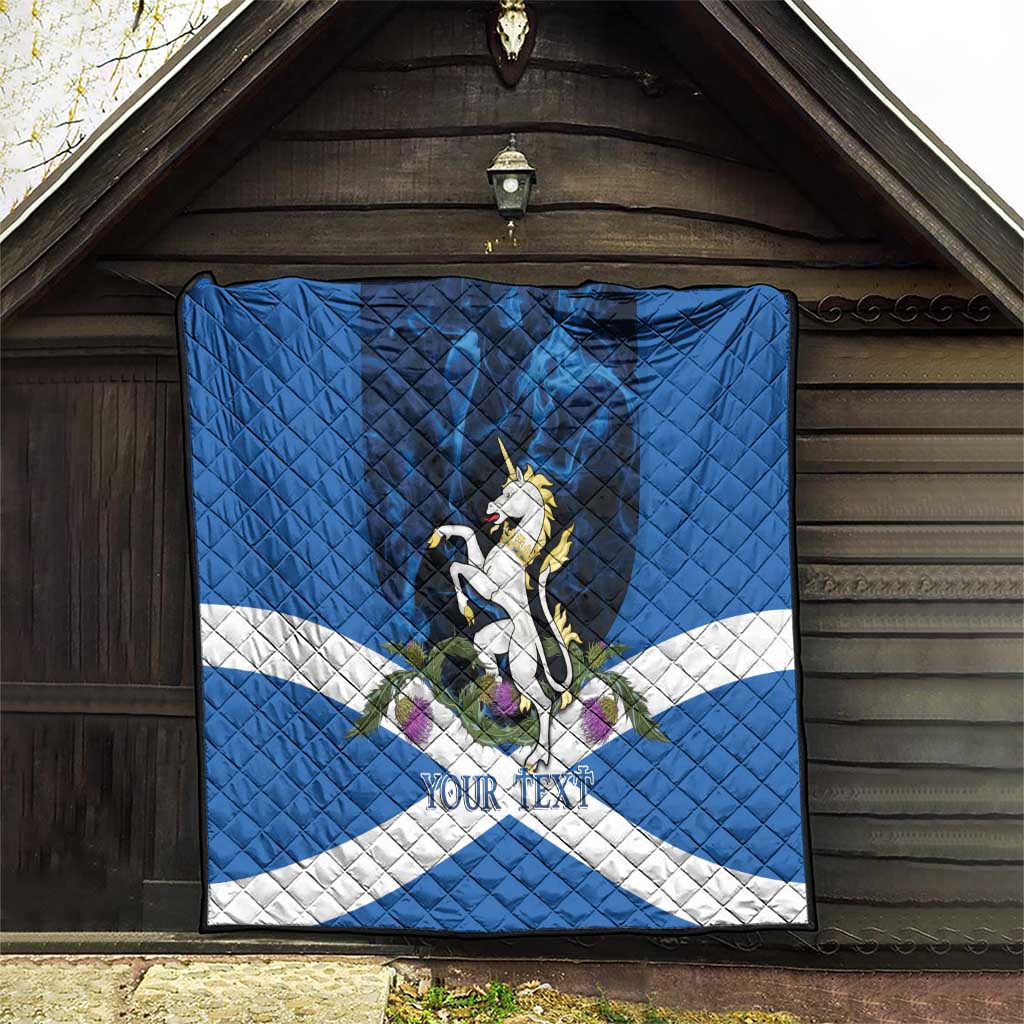 Personalised Unicorn Scotland Quilt Scottish Saltire With Thistle