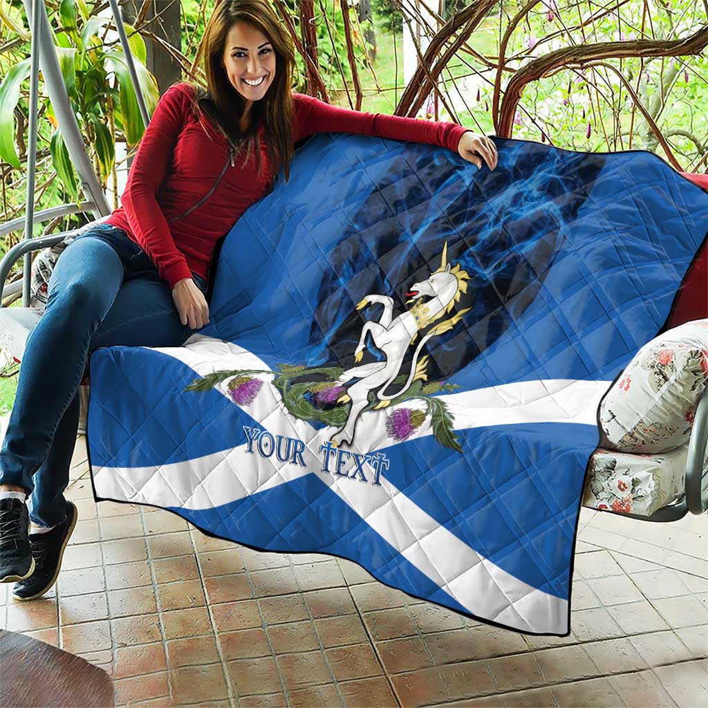 Personalised Unicorn Scotland Quilt Scottish Saltire With Thistle
