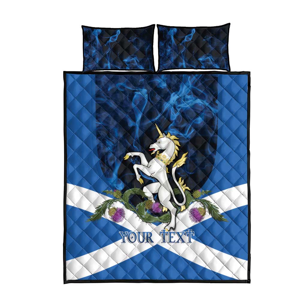 Personalised Unicorn Scotland Quilt Bed Set Scottish Saltire With Thistle