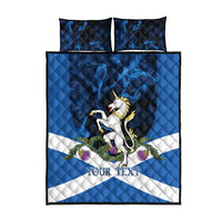Personalised Unicorn Scotland Quilt Bed Set Scottish Saltire With Thistle