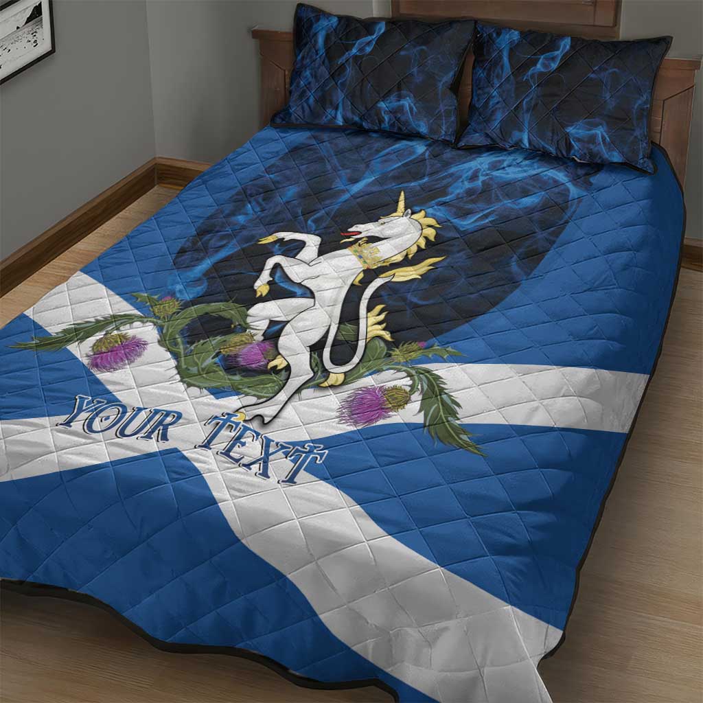 Personalised Unicorn Scotland Quilt Bed Set Scottish Saltire With Thistle