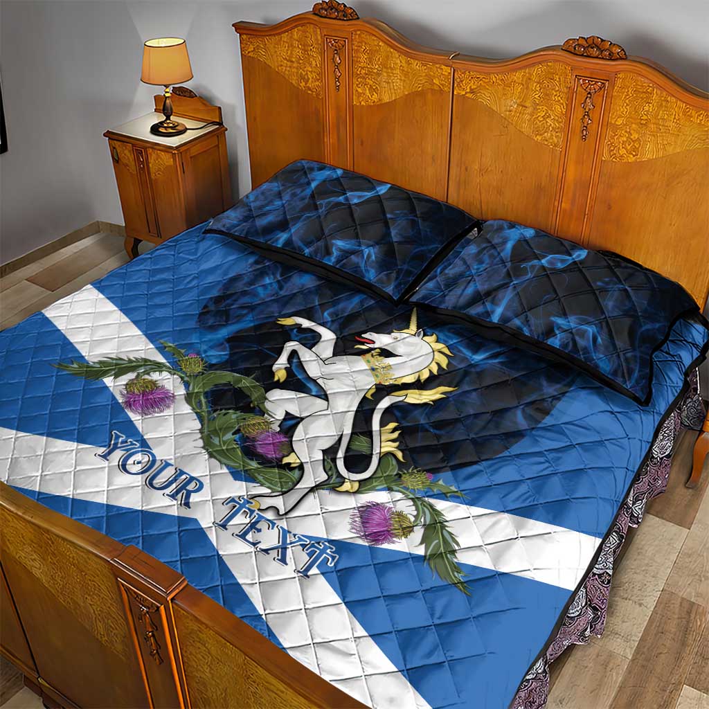 Personalised Unicorn Scotland Quilt Bed Set Scottish Saltire With Thistle