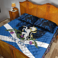 Personalised Unicorn Scotland Quilt Bed Set Scottish Saltire With Thistle