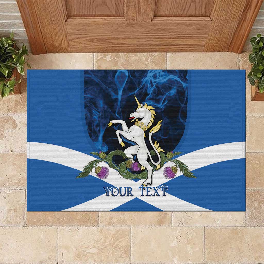 Personalised Unicorn Scotland Rubber Doormat Scottish Saltire With Thistle