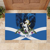 Personalised Unicorn Scotland Rubber Doormat Scottish Saltire With Thistle