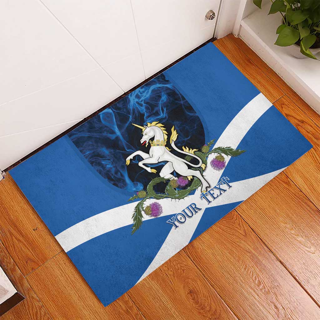 Personalised Unicorn Scotland Rubber Doormat Scottish Saltire With Thistle