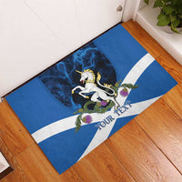 Personalised Unicorn Scotland Rubber Doormat Scottish Saltire With Thistle