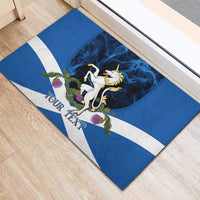 Personalised Unicorn Scotland Rubber Doormat Scottish Saltire With Thistle