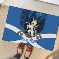 Personalised Unicorn Scotland Rubber Doormat Scottish Saltire With Thistle