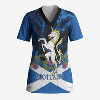 Personalised Unicorn Scotland Scrub Top Scottish Saltire With Thistle