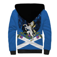 Personalised Unicorn Scotland Sherpa Hoodie Scottish Saltire With Thistle