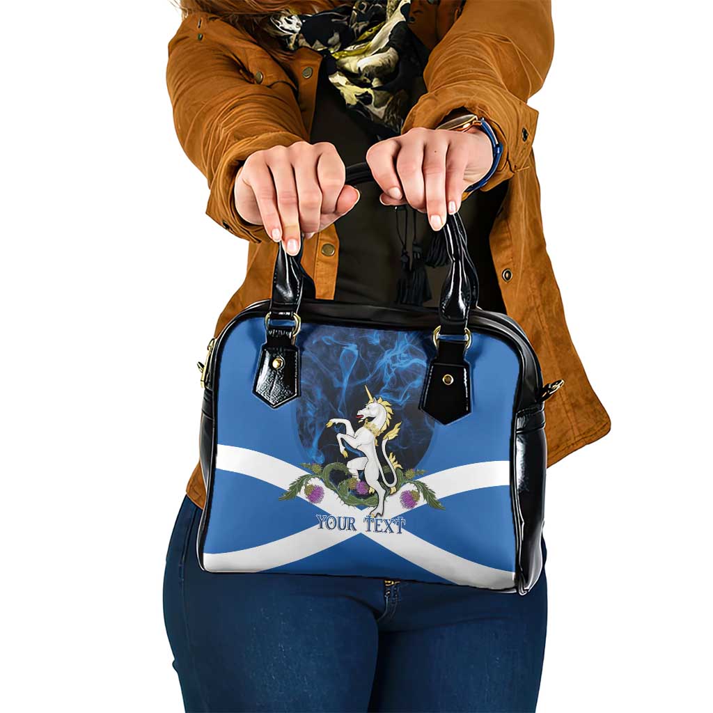 Personalised Unicorn Scotland Shoulder Handbag Scottish Saltire With Thistle