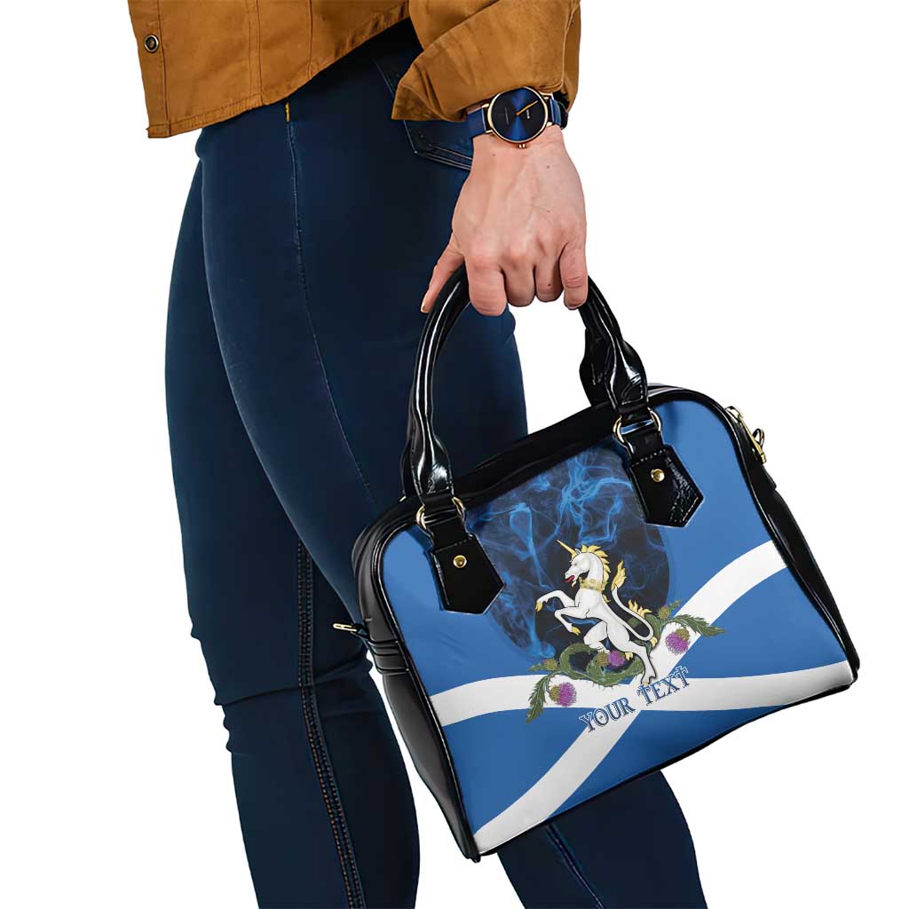 Personalised Unicorn Scotland Shoulder Handbag Scottish Saltire With Thistle