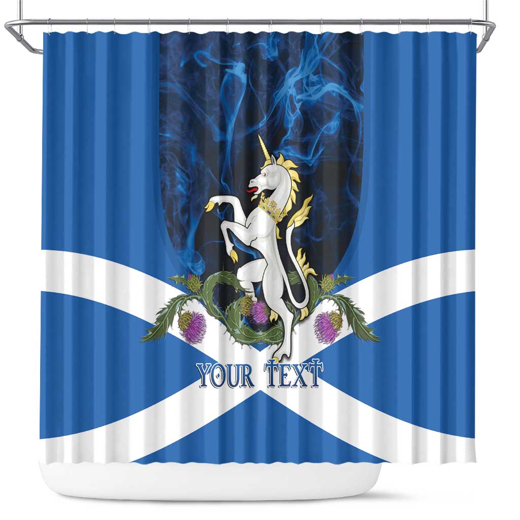 Personalised Unicorn Scotland Shower Curtain Scottish Saltire With Thistle