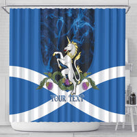 Personalised Unicorn Scotland Shower Curtain Scottish Saltire With Thistle