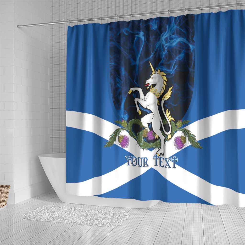 Personalised Unicorn Scotland Shower Curtain Scottish Saltire With Thistle