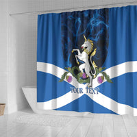 Personalised Unicorn Scotland Shower Curtain Scottish Saltire With Thistle