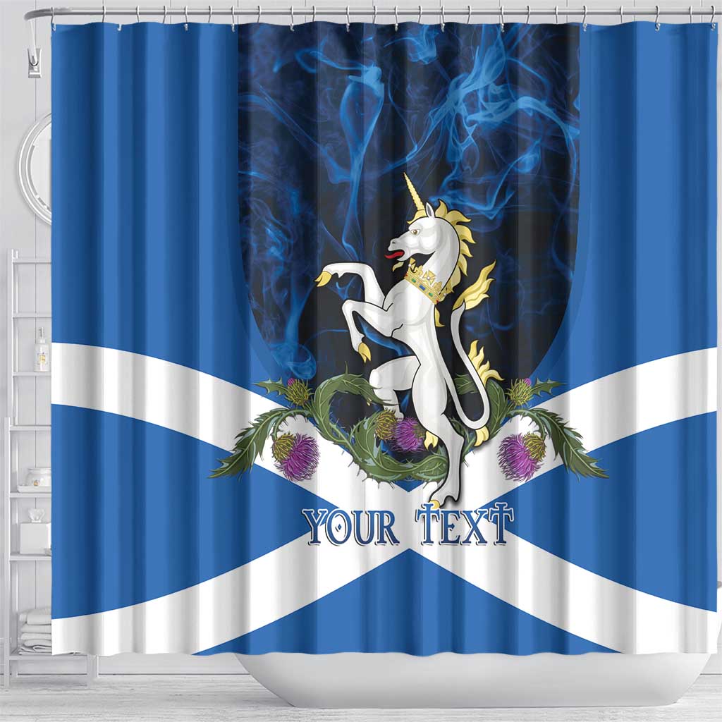 Personalised Unicorn Scotland Shower Curtain Scottish Saltire With Thistle