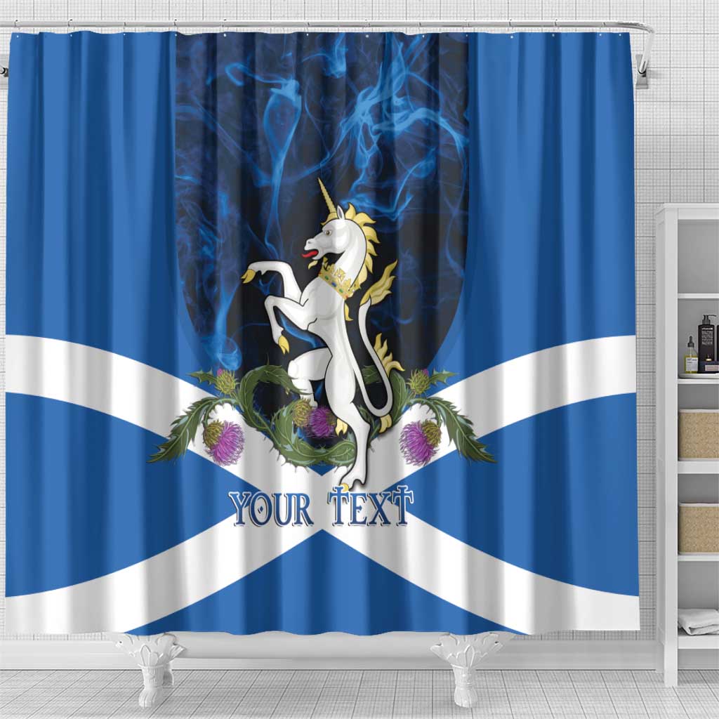 Personalised Unicorn Scotland Shower Curtain Scottish Saltire With Thistle