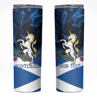 Personalised Unicorn Scotland Skinny Tumbler Scottish Saltire With Thistle