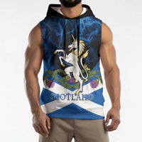 Personalised Unicorn Scotland Sleeveless Hoodie Scottish Saltire With Thistle