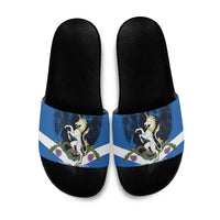 Personalised Unicorn Scotland Slide Sandals Scottish Saltire With Thistle