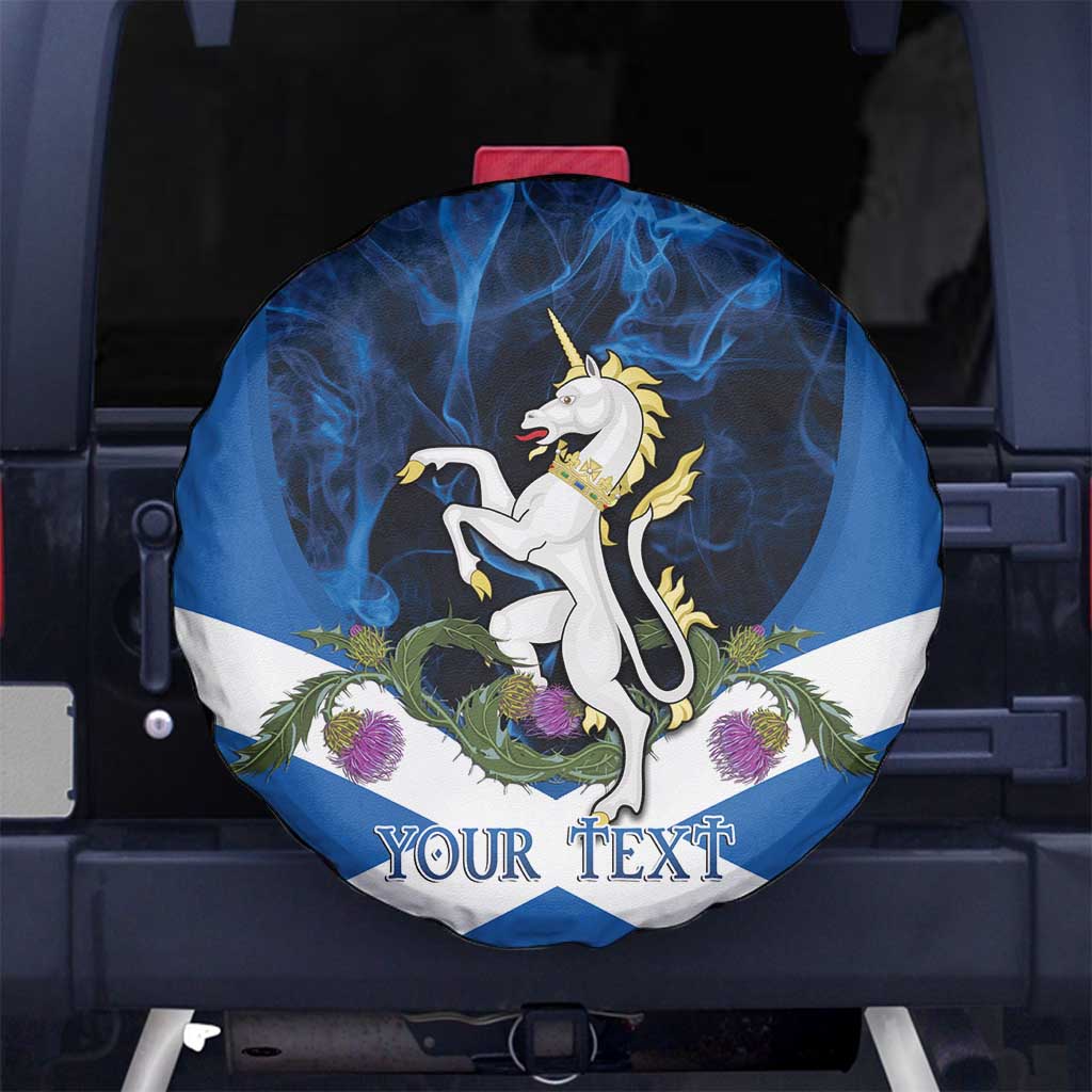 Personalised Unicorn Scotland Spare Tire Cover Scottish Saltire With Thistle