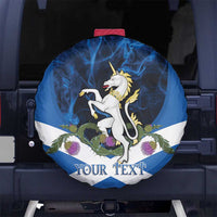 Personalised Unicorn Scotland Spare Tire Cover Scottish Saltire With Thistle