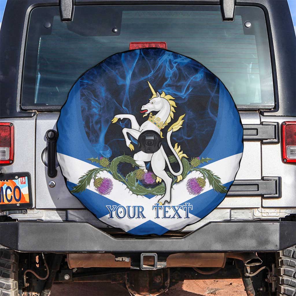 Personalised Unicorn Scotland Spare Tire Cover Scottish Saltire With Thistle