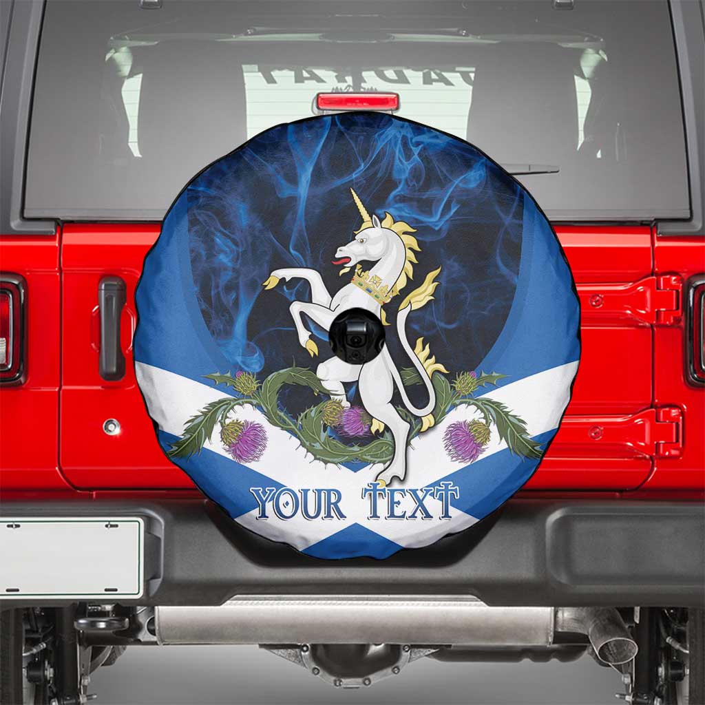 Personalised Unicorn Scotland Spare Tire Cover Scottish Saltire With Thistle