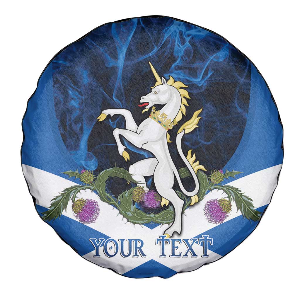 Personalised Unicorn Scotland Spare Tire Cover Scottish Saltire With Thistle