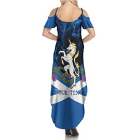 Personalised Unicorn Scotland Summer Maxi Dress Scottish Saltire With Thistle