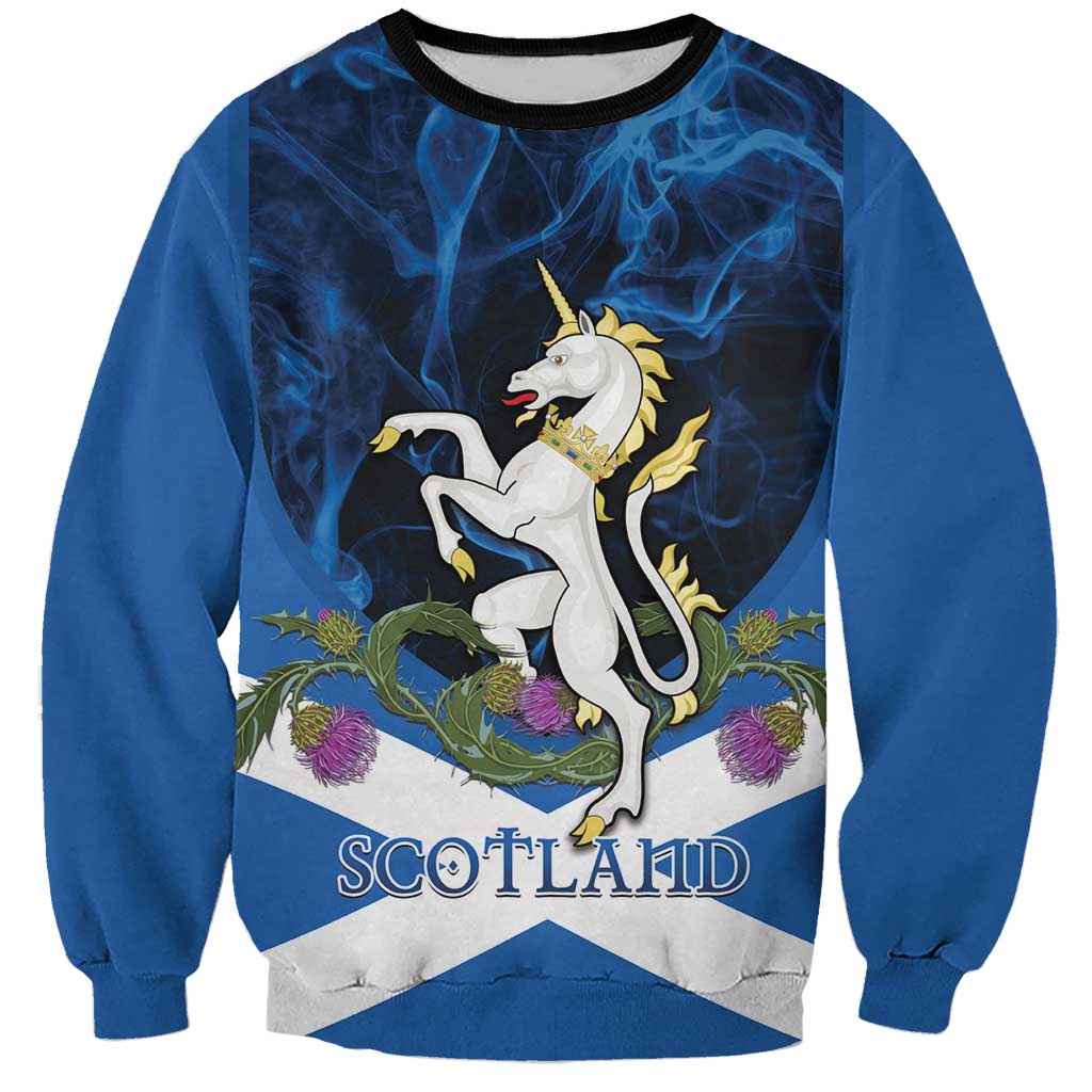 Personalised Unicorn Scotland Sweatshirt Scottish Saltire With Thistle