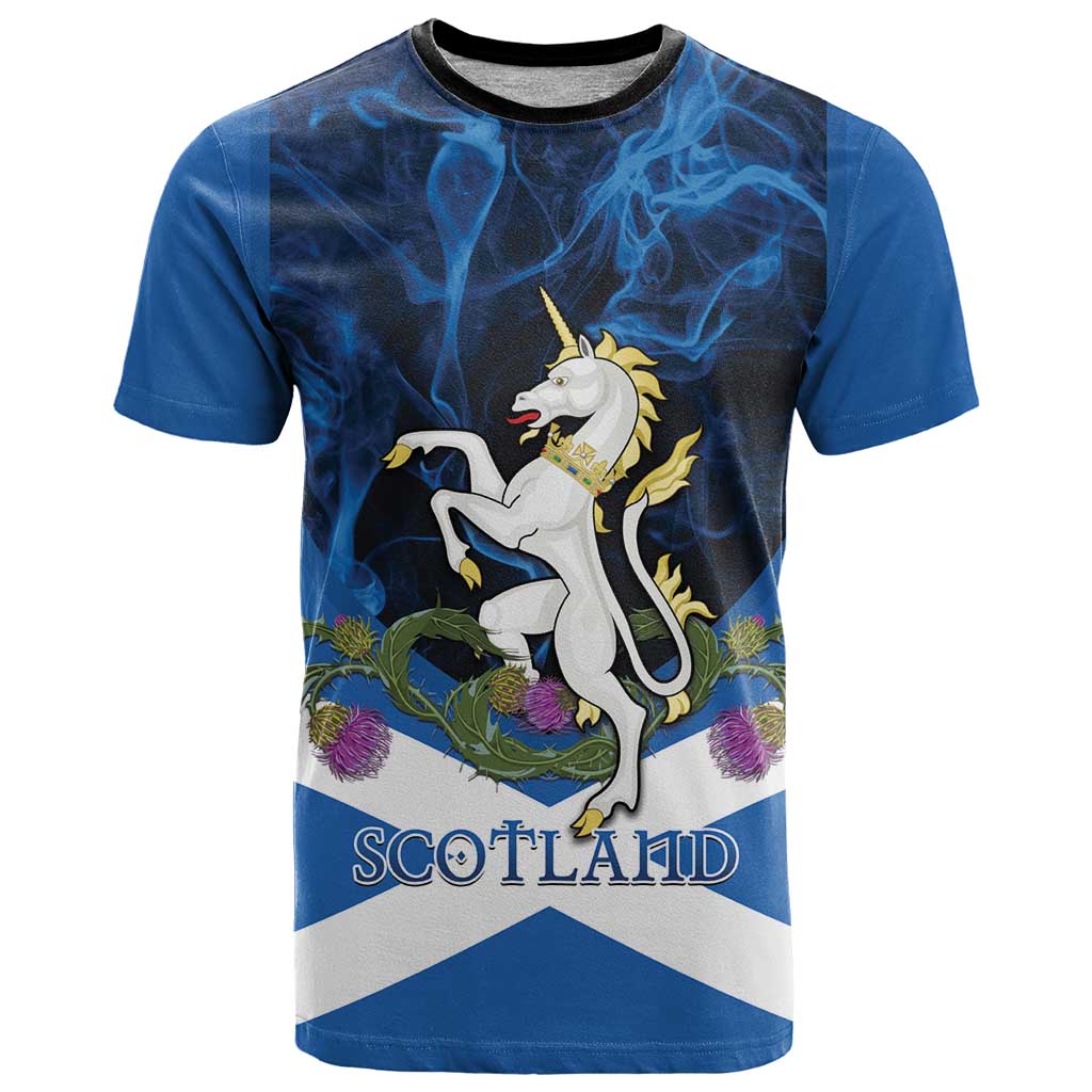 Personalised Unicorn Scotland T Shirt Scottish Saltire With Thistle