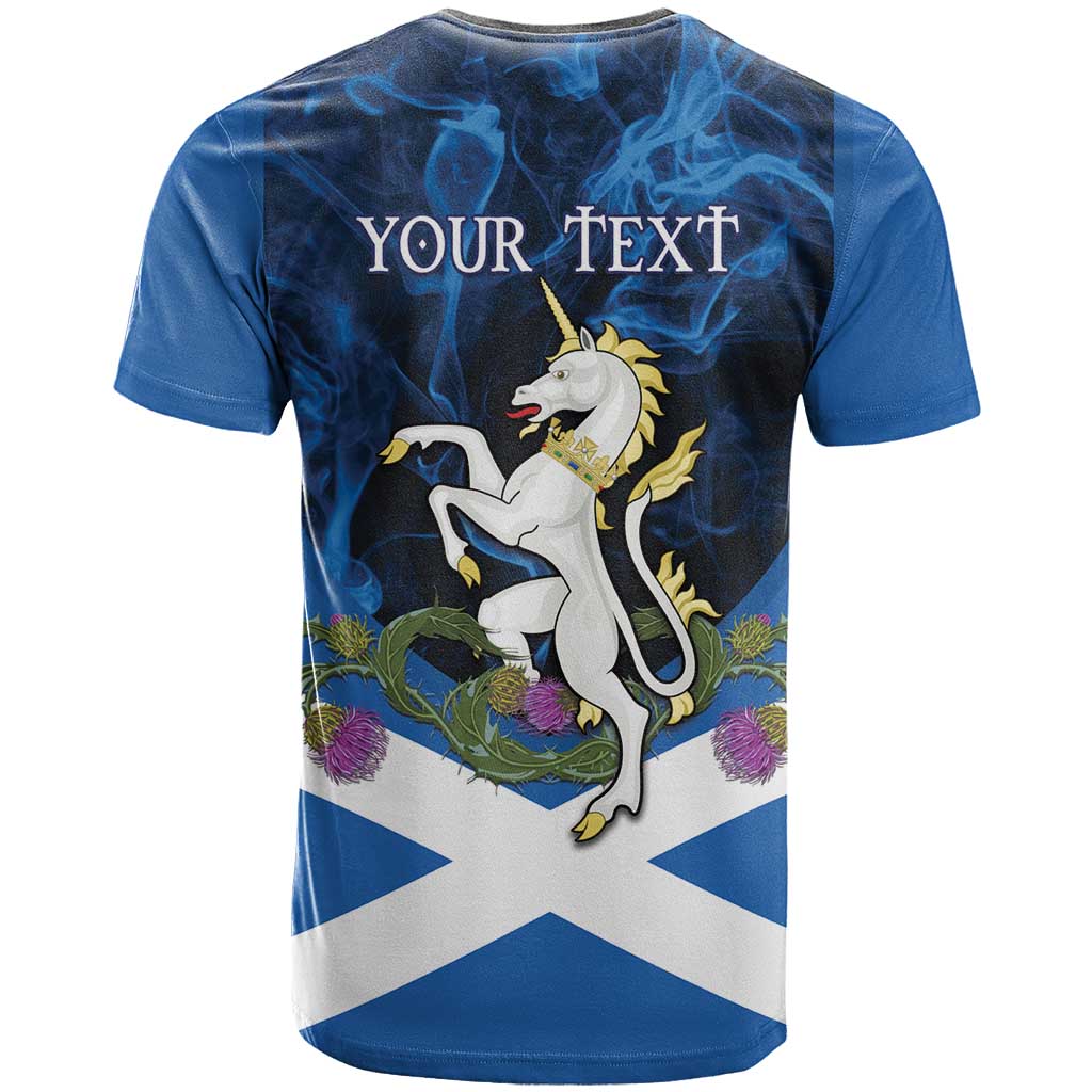 Personalised Unicorn Scotland T Shirt Scottish Saltire With Thistle