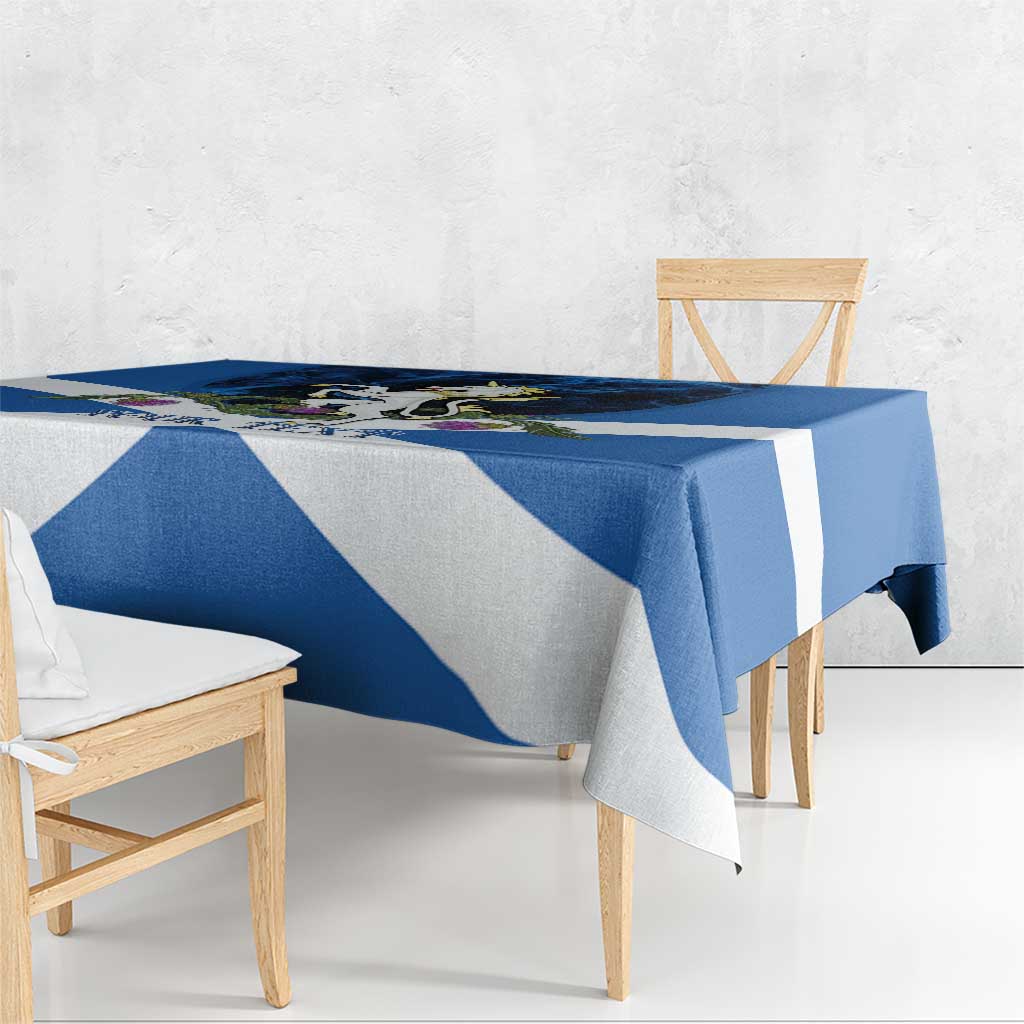 Personalised Unicorn Scotland Tablecloth Scottish Saltire With Thistle