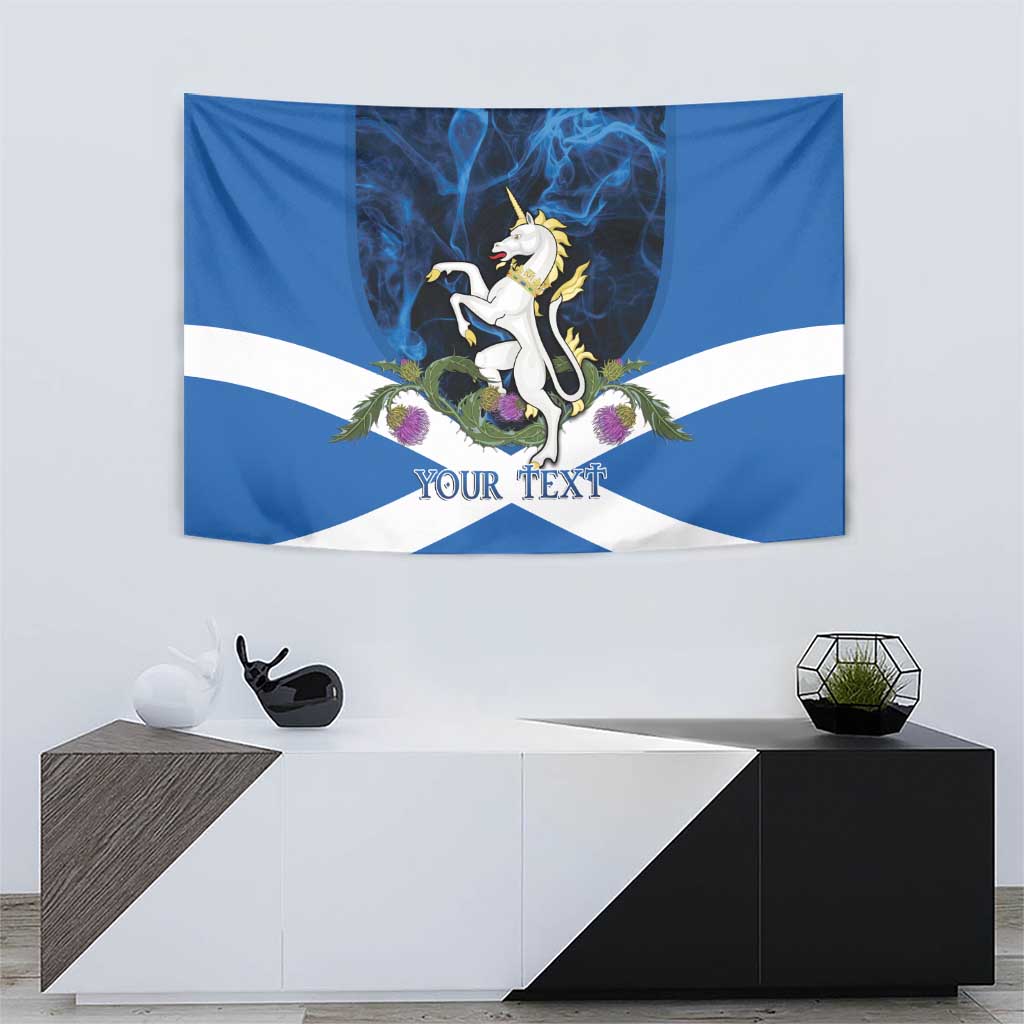 Personalised Unicorn Scotland Tapestry Scottish Saltire With Thistle