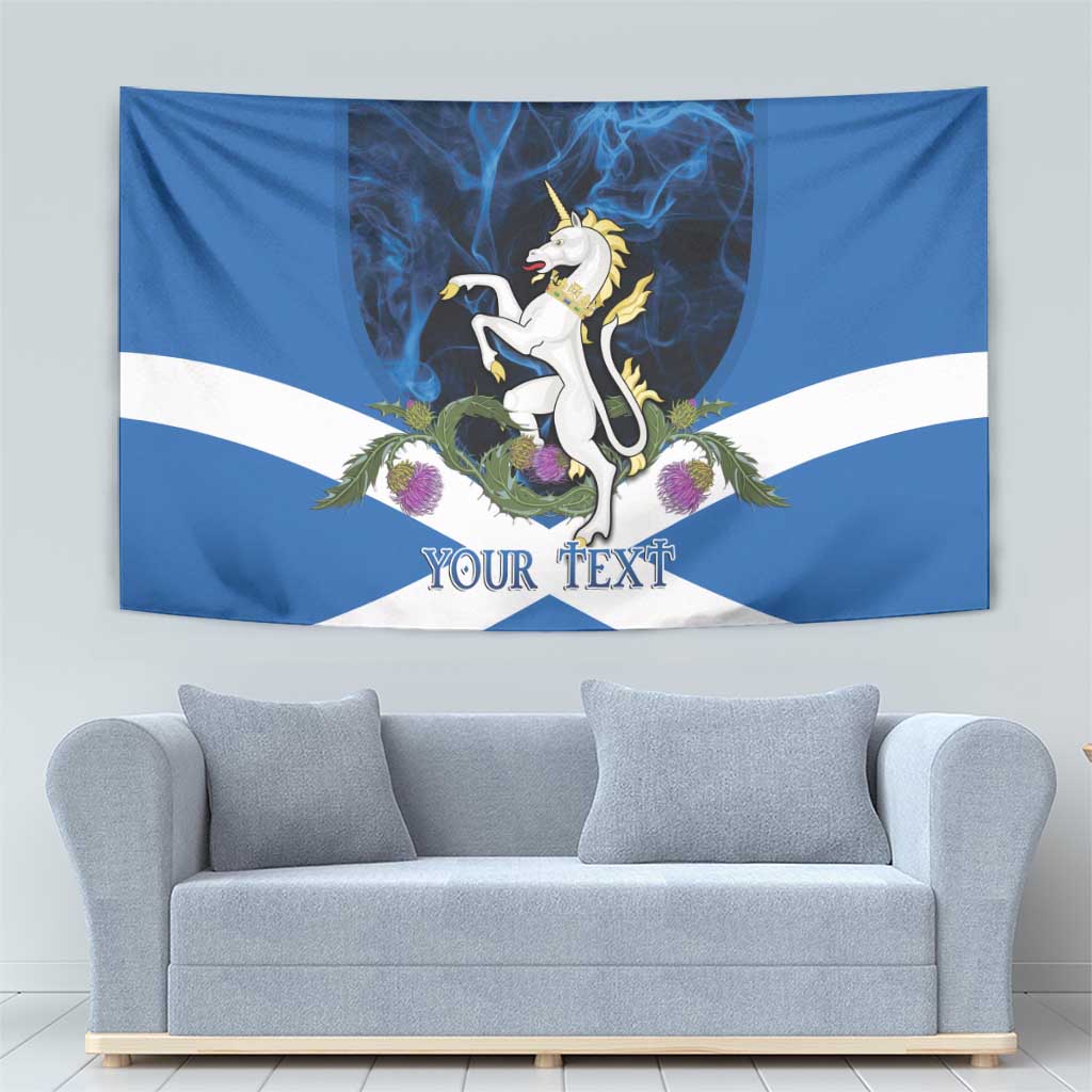 Personalised Unicorn Scotland Tapestry Scottish Saltire With Thistle