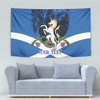 Personalised Unicorn Scotland Tapestry Scottish Saltire With Thistle