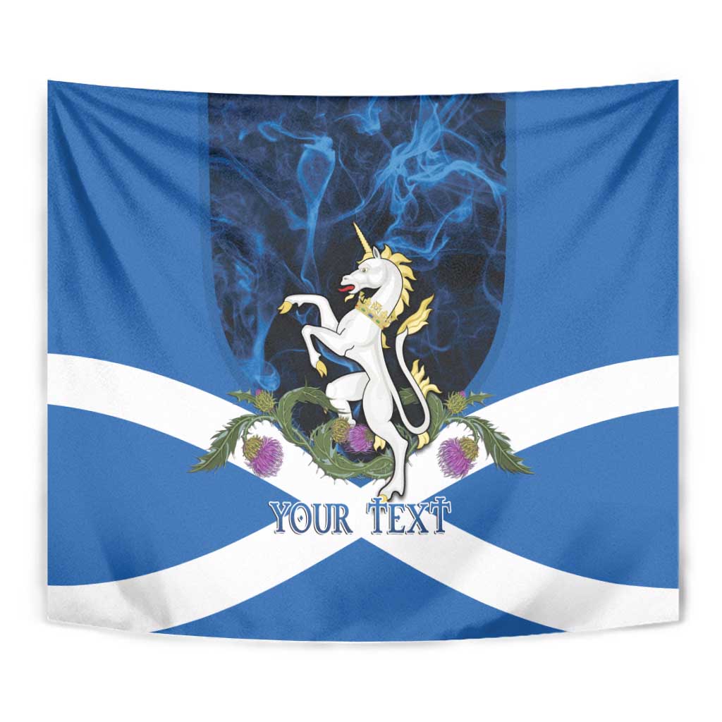 Personalised Unicorn Scotland Tapestry Scottish Saltire With Thistle