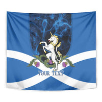 Personalised Unicorn Scotland Tapestry Scottish Saltire With Thistle