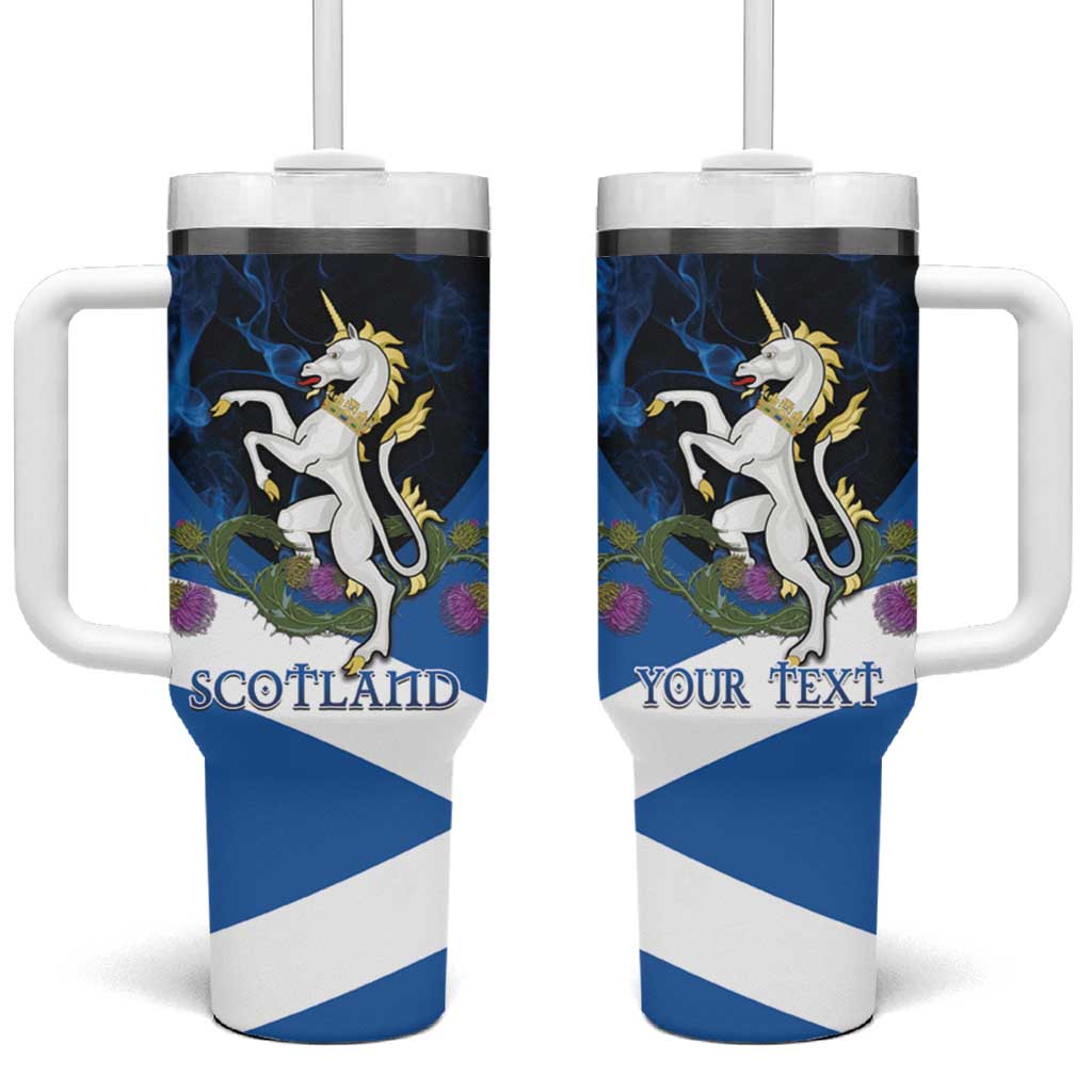 Personalised Unicorn Scotland Tumbler With Handle Scottish Saltire With Thistle