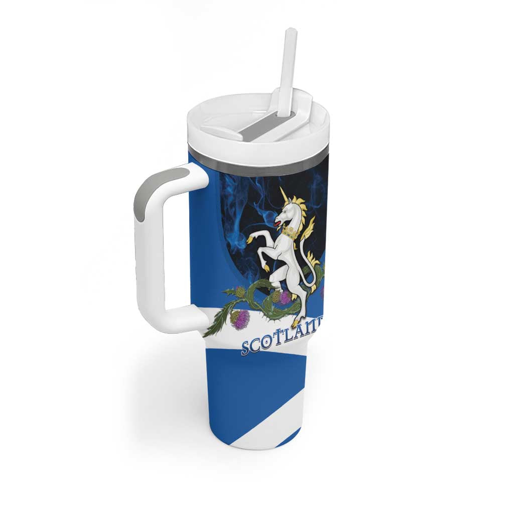 Personalised Unicorn Scotland Tumbler With Handle Scottish Saltire With Thistle