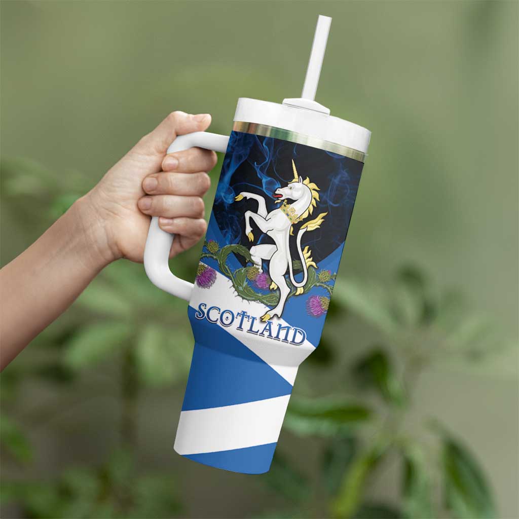 Personalised Unicorn Scotland Tumbler With Handle Scottish Saltire With Thistle