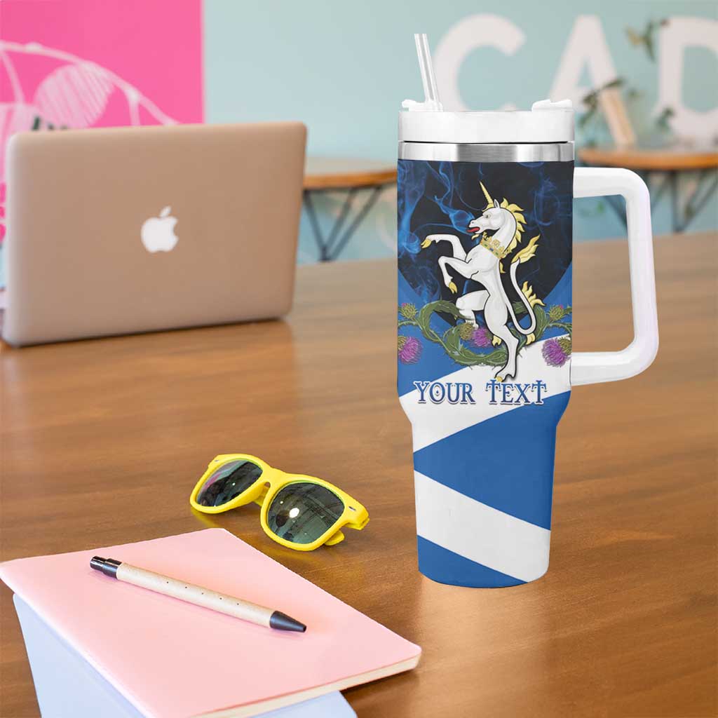 Personalised Unicorn Scotland Tumbler With Handle Scottish Saltire With Thistle