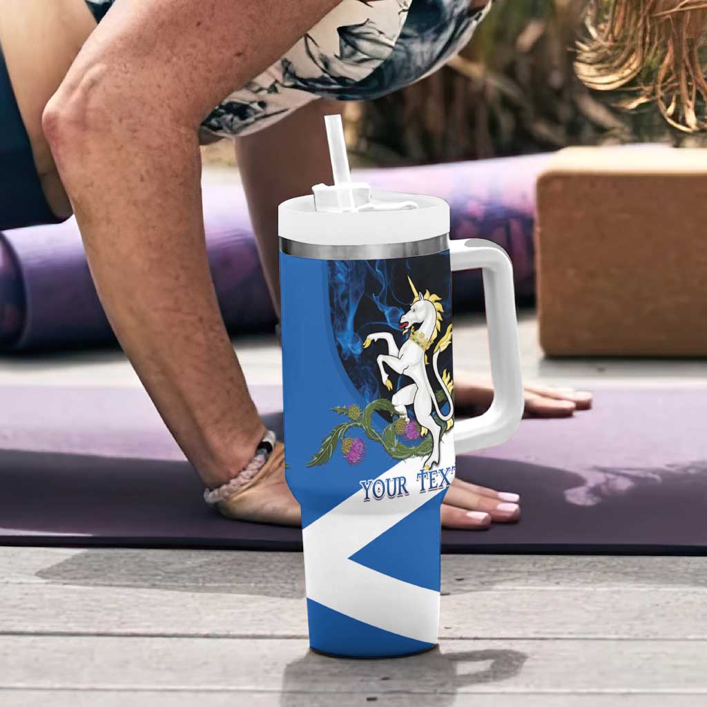 Personalised Unicorn Scotland Tumbler With Handle Scottish Saltire With Thistle