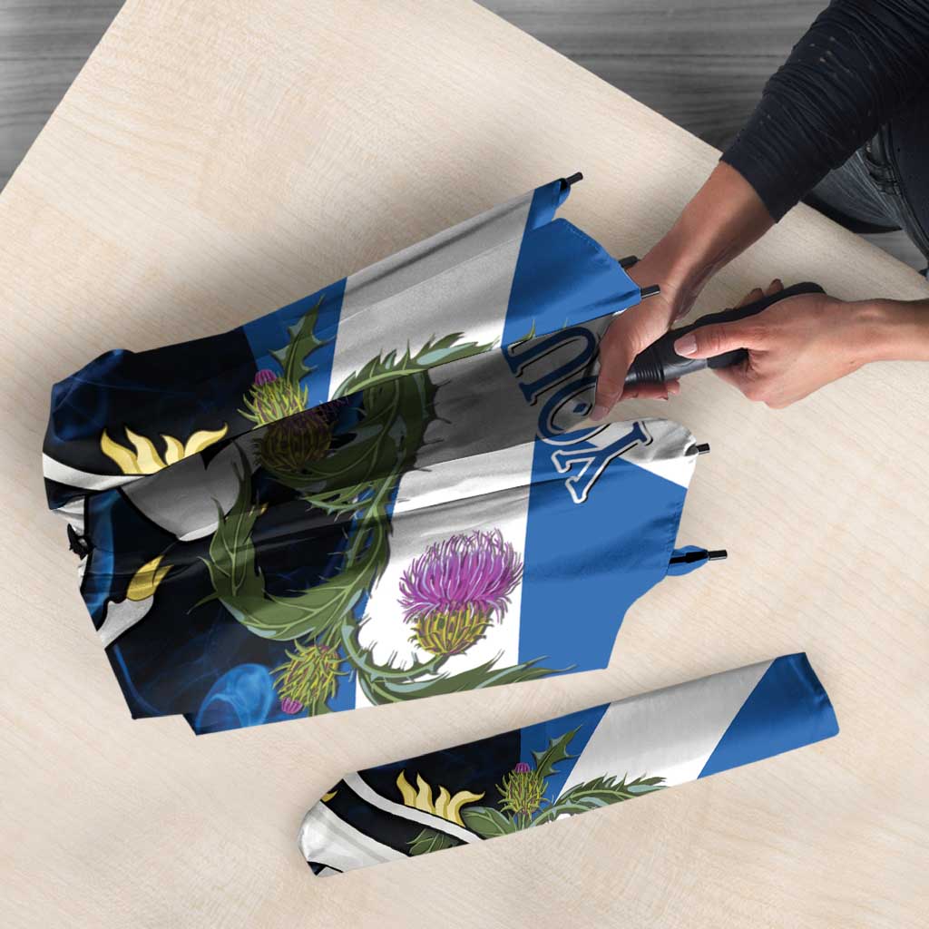 Personalised Unicorn Scotland Umbrella Scottish Saltire With Thistle