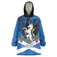 Personalised Unicorn Scotland Wearable Blanket Hoodie Scottish Saltire With Thistle